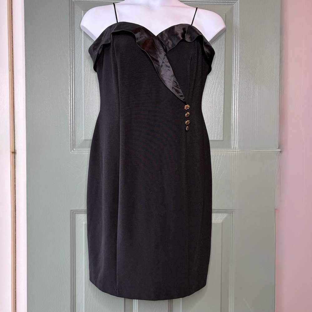 Vtg BETSY & ADAM Womens Party Dress‎ Spaghetti Strap Satin Accent Classic 18W